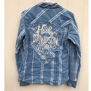 Harley Davidson Flannel Button Up Women’s M